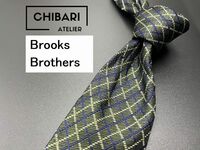【美品】BrooksBrothers　ブルックスブラザーズ　チェック柄　ネクタイ　3本以上送料無料　グリーングレイ　0404155