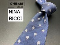 【美品】NINA RICCI　ニナリッチ　花柄　ネクタイ　3本以上送料無料　ネイビー　0501151