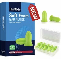 HUFFBIO革命的な耳栓 睡眠用、ソフトフォーム、5ペア、-36dB、 2023新しいノイズキャンセリングデザイン、 耳栓10ペア