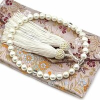 永善念珠屋 手作り 念珠 女性 じゅず 全ての宗派で使える 珠袋付き 天然貝 頭付房 貝パール 女性用 数珠 81