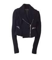LOUIS VUITTON ルイヴィトン ウール ライダースジャケット デザインジャケット ブラック 黒 レディース （ma)