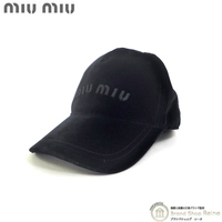 ミュウミュウ （MIUMIU） スエード ベースボール キャップ 帽子 Mサイズ 5HC179 ブラック（中古）