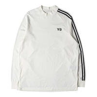 Y-3 ワイスリー Tシャツ サイズ:S 23SS モックネック スリーストライプ ロングスリーブTシャツ トップス 長袖 ロンT カットソー ホワイト