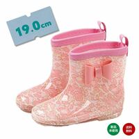 19cmレインシューズ レインブーツ 長靴 ピンク リボン 女の子 雨靴 キッズ　子供　雨具　靴　ブーツ