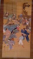 建長５年4月28日、清澄寺において初めて法華信仰をお説きになられた日蓮聖人の絵図。地頭東条景信の怒りを呼ぶドラマチックな場面です。