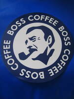 ■サントリー BOSS 円形 ステッカー 直径約21ｃｍ 缶コーヒー　BOSS　COFFEE　非売品　初期物 当時物 ◆未使用◆