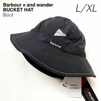 新品 Barbour バブアー × and wander アンドワンダー コラボ バケットハット メンズ 帽子 ハット L/XL POLARTEC 黒 ブラック 送料無料 XL