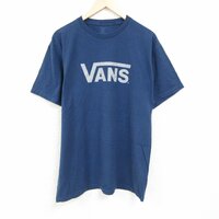 XL/古着 バンズ VANS 半袖 ブランド Tシャツ メンズ ビッグロゴ 大きいサイズ コットン クルーネック 紺 ネイビー 24apr05 中古