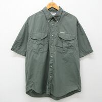 XL/古着 コロンビア 半袖 シャツ メンズ 00s コットン ボタンダウン 緑 グリーン 24apr01 中古 トップス