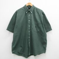 XL/古着 ノーティカ 半袖 ブランド シャツ メンズ 90s ワンポイントロゴ 大きいサイズ コットン ボタンダウン 濃緑 グリーン 24apr18 中古