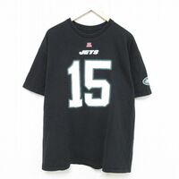 XL/古着 半袖 Tシャツ メンズ NFL ニューヨークジェッツ ティムティーボウ 15 大きいサイズ コットン クルーネック 黒 ブラック アメフト