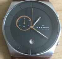 277-0810 SKAGEN スカーゲン　メンズ腕時計　革ベルト　クオーツ　SKW6085 電池切れ　動作未確認