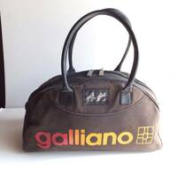 John Galliano　ジョンガリアーノ　ボストンバッグ　PARIS　ビンテージ　茶ブラウン　レザーハンドル　ハンドバッグ