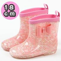 レインブーツ　ピンク　リボン　18cm 子ども　長靴　キッズ かわいい　 雨靴　幼稚園　保育園　女の子　雨具　人気　レインシューズ