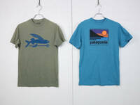 B731/patagonia/パタゴニア/オーガニックコットンポリ/半袖Tシャツ2枚セット/SLIM FIT/フライングフィッシュ/サンセット/メンズ/XSサイズ/