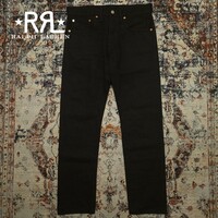 【USA製】 RRL Black On Black Selvage Slim Fit Jeans 【32×30】 ブラック スリムフィット ジーンズ デニム 肉厚 黒 レザー Ralph Lauren