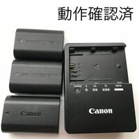 A【動作確認済】Canon 純正 LP-E6 LC-E6 充電器 バッテリーチャージャー 互換品バッテリー2個