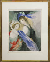 マリー・ローランサン12号二人の女友達 エコール・ド・パリ20世紀を代表する画家 ブリヂストン美術館展覧会開催記念 美しくエレガント版画