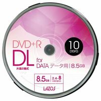 Lazos DVD+R DL 2.4-8倍速対応 10枚 片面2層 ワイド印刷対応・L-DDL10P 10枚
