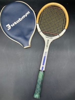 D333〔動作未確認〕MIZUNO SILVERCUP　木製ラケット　テニスラケット　昭和当時物　4 1/2