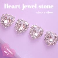 Heart Jewel stone clear silver 8mm 4p