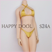TBLeague 【Happy Doll】S24A ゴールド サテン クロスビキニ セット 1/6 Phicen ファイセン
