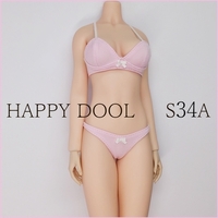 TBLeague 【Happy Doll】S34A スクールブラセット ピンク/リボン白 下着 1/6 Phicen ファイセン