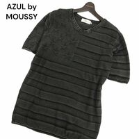 AZUL by MOUSSY アズール マウジー 春夏 星条旗 スター&ストライプ 半袖 ウォッシュ ニット Tシャツ Sz.XL　メンズ 大きい　C4T03822_4#D