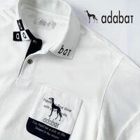 アダバット adabat 吸汗速乾 長袖 ポロシャツ IV (XL) ホワイト ブラック 刺繍 シャツ 