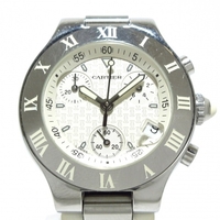 Cartier(カルティエ) 腕時計 マスト21クロノスカフSM W10197U2 レディース SS×ラバー/クロノグラフ 白