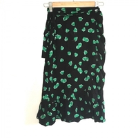 ミュウミュウ miumiu 巻きスカート サイズ36 S - 黒×グリーン×白 レディース ひざ丈 ボトムス