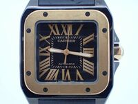 Cartier カルティエ サントスLM 2878 メンズ ブラック ゴールド 腕時計 自動巻き 稼動品 ブランド品