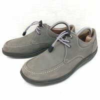 ●ARUKURUN アルクラン 牛革 ヌバックレザー ウォーキングシューズ 24.5cm グレー スニーカー コンフォート 革靴 健康靴 日本製 メンズ