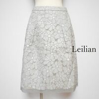 871497 Leilian レリアン グレー系 花柄 スカート 9