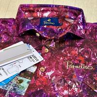 新品◆ブリヂストン パラディーゾ Paradiso nowartt デザインプリント 吸汗速乾 半袖ポロシャツ/PK/サイズM/送料185円