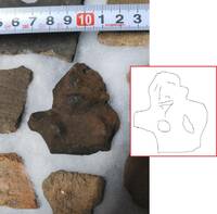 ★縄文時代　土偶+土器セット　―籾殻痕土器片含む