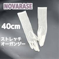 NOVARASE 購入品 ウェディング グローブ ストレッチ オーガンジー オフホワイト ブライダル 手袋 ミドル ドレス 挙式 フォト 40 ノバレーゼ