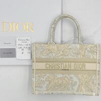 ◆付属品/極美品◆ ディオール ブックトート ミディアム レディース Christian Dior Book Tote オブリーク ロゴ ゴールド 刺繍バッグ 