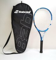 （中古・美品）BABOLAT バボラ EVO DRIVE 硬式テニスラケット 型番不明 ガット張り現状 購入店シール有 収納カバー有（柏）