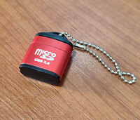 MicroSD用 小型USBカードリーダー・ライター　(レッド) 