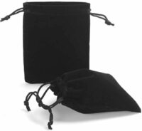 アクセサリーの保存・プレゼント用ポーチ ベロア調巾着袋 ブラック×5枚 ;ZYX000330;