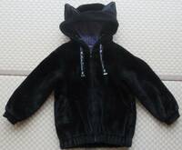 美品　アナスイミニ　L　130サイズ～140サイズ　ネコ耳　ファーコート　黒　ブラック　ジャケット　コート　上着　子供服　キッズ　女の子