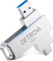 【2023新登場】DETROVA USBメモリ 512GB 2-IN-1 USB3.0・Type-C メモリー 大容量フラッシュメモリ 外付け 容量不足解消 小型 360度回転式