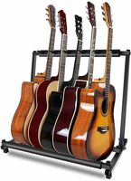 ギタースタンド 5本 収納可能 エレキギター エレキベース アコースティックギター フォークギター クラシックギター 大容量 折りたたみ