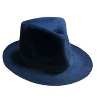 ヴィンテージ ラビットファー フェルト ハット 中折れハット vintage Reiner Haarhut ダークネイビー 帽子 ドイツ製 HAT 