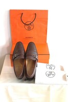エルメス　Hermes 靴　シューズ　メンズ　フランスサイズ40　箱　袋　保存袋　マロン色　直営ブティック購入品