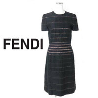新品 FENDI シルク モヘヤ シャギー ワンピース 定価308,700円 size38 黒 ブラック フェンディ ドレス