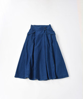 45rpm 45r 粟サテンのスカート（加工） インディゴ　フレア　スカート　2