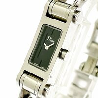 【1円スタート】Christian Dior クリスチャンディオール D104-100 スクエア SS ブラック文字盤 クオーツ レディース腕時計 260596