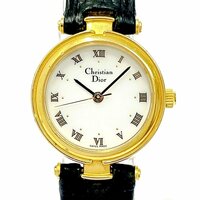 【1円スタート】Christian Dior クリスチャンディオール 3005 GP ホワイト文字盤 クオーツ レディース腕時計 266618